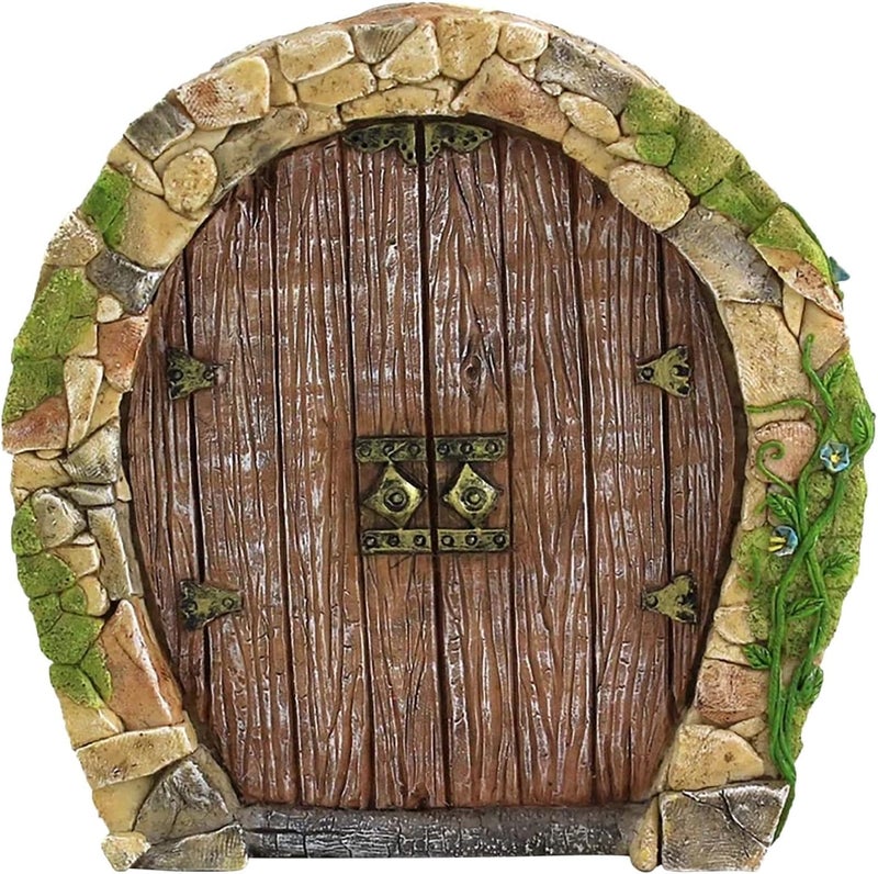 SETOFI Fairy Door for Tree, Wooden Fairy Doors Elf Door Miniature Wood Doors for Garden Yard Trees Ornaments (E) - Image 1